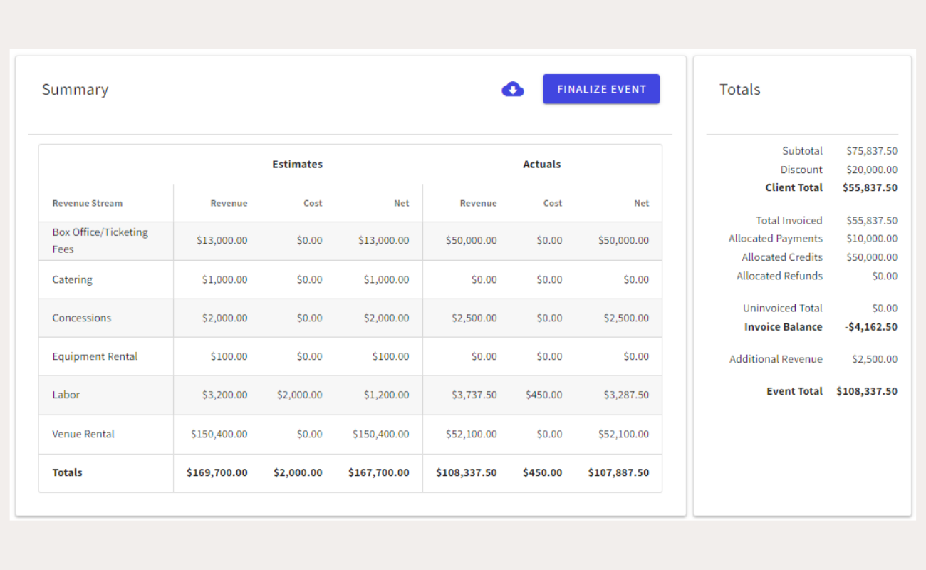 event management payments