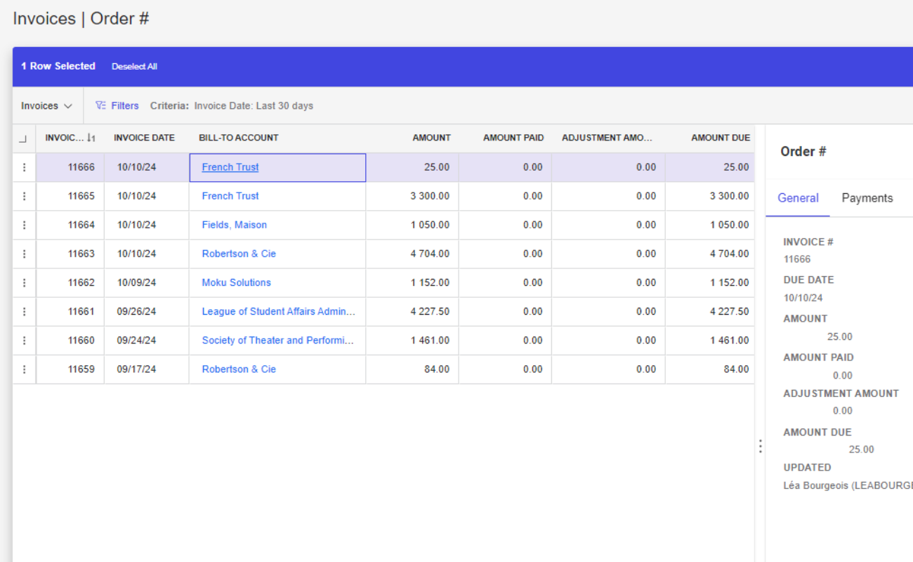 event financial data